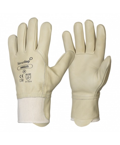 Paire de gants de manutention hydrofuge cuir Angus - Sécuritop - SECURITOP