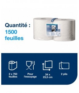 2 bobines de papier essuyage multi-usages Tork Plus W2/W1 - Tork - Ouate - 3