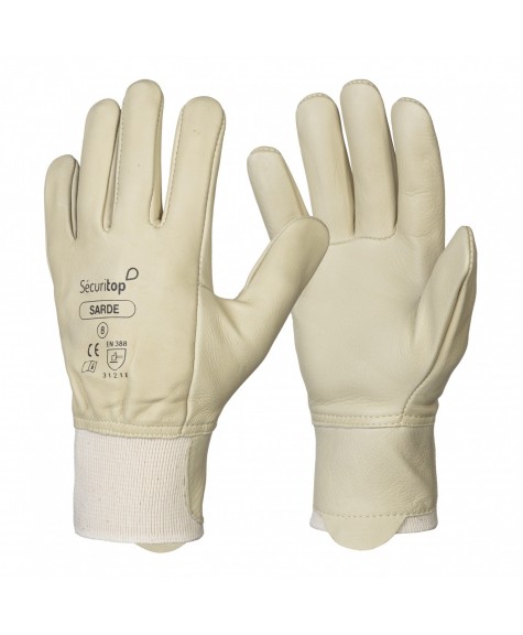 Paire de gants de manutention hydrofuge cuir Sarde - Sécuritop - SECURITOP