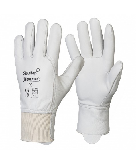 Paire de gants de manutention cuir Highland - Sécuritop - SECURITOP