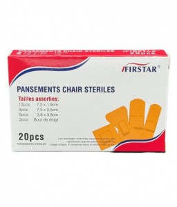 Pansements assortis plastique prédécoupés 20 pcs